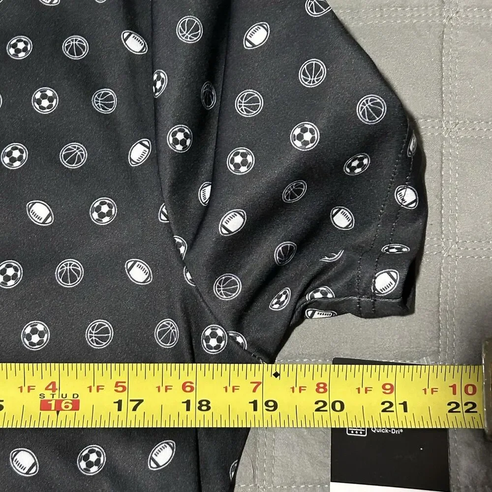 Xersion Boys Black Quick Dri Sports Printed Polo Shirt Sz Youth XL 18/20 NWT